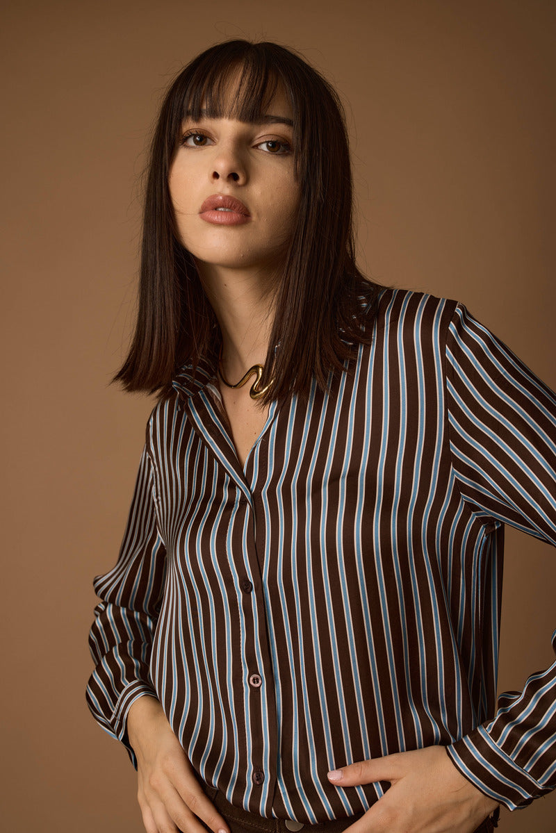 Camicia Righe testa di moro|Colore:Testa di moro