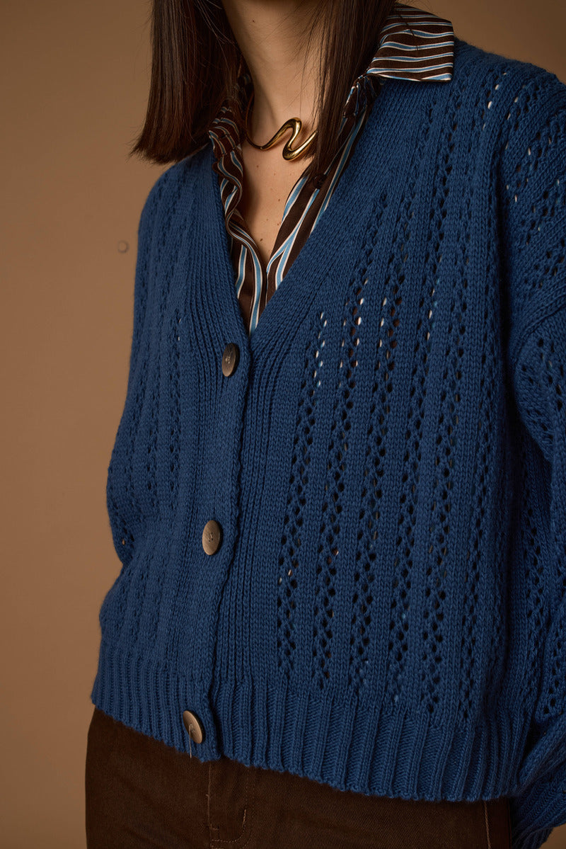 Cardigan Traforato blu navy|Colore:Blu navy