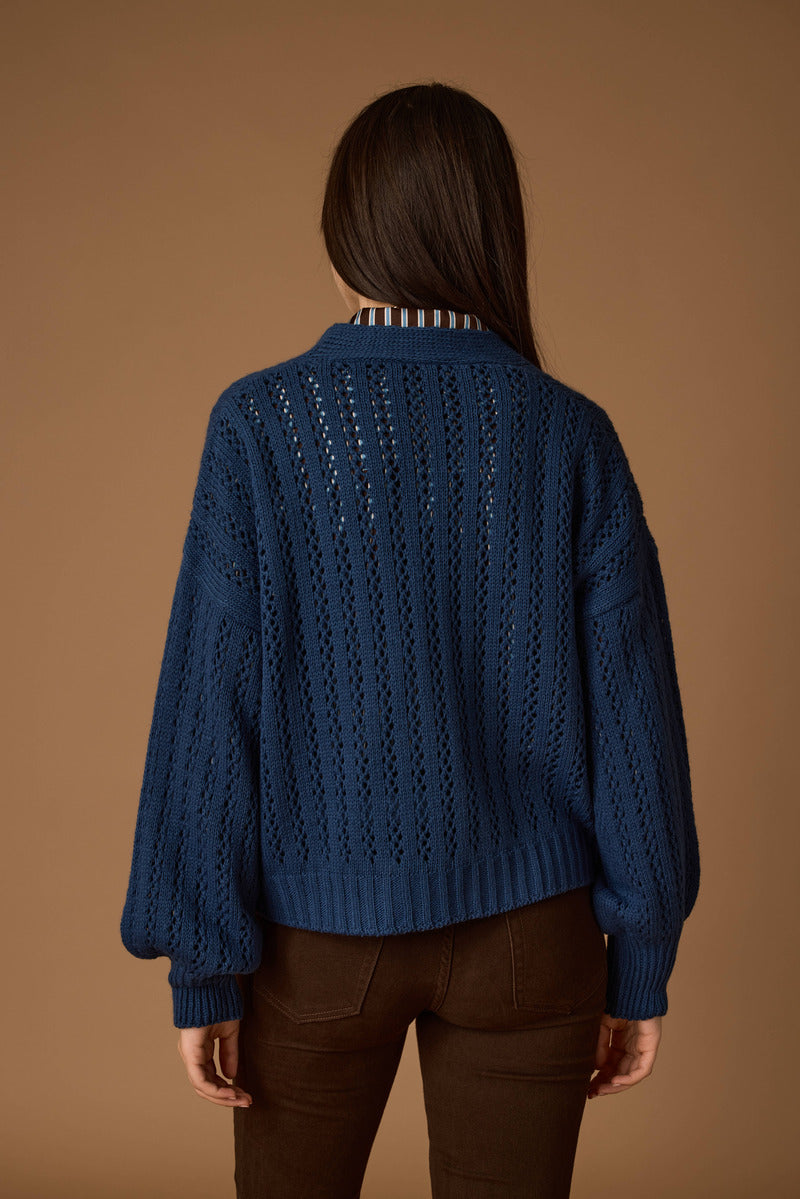 Cardigan Traforato blu navy|Colore:Blu navy
