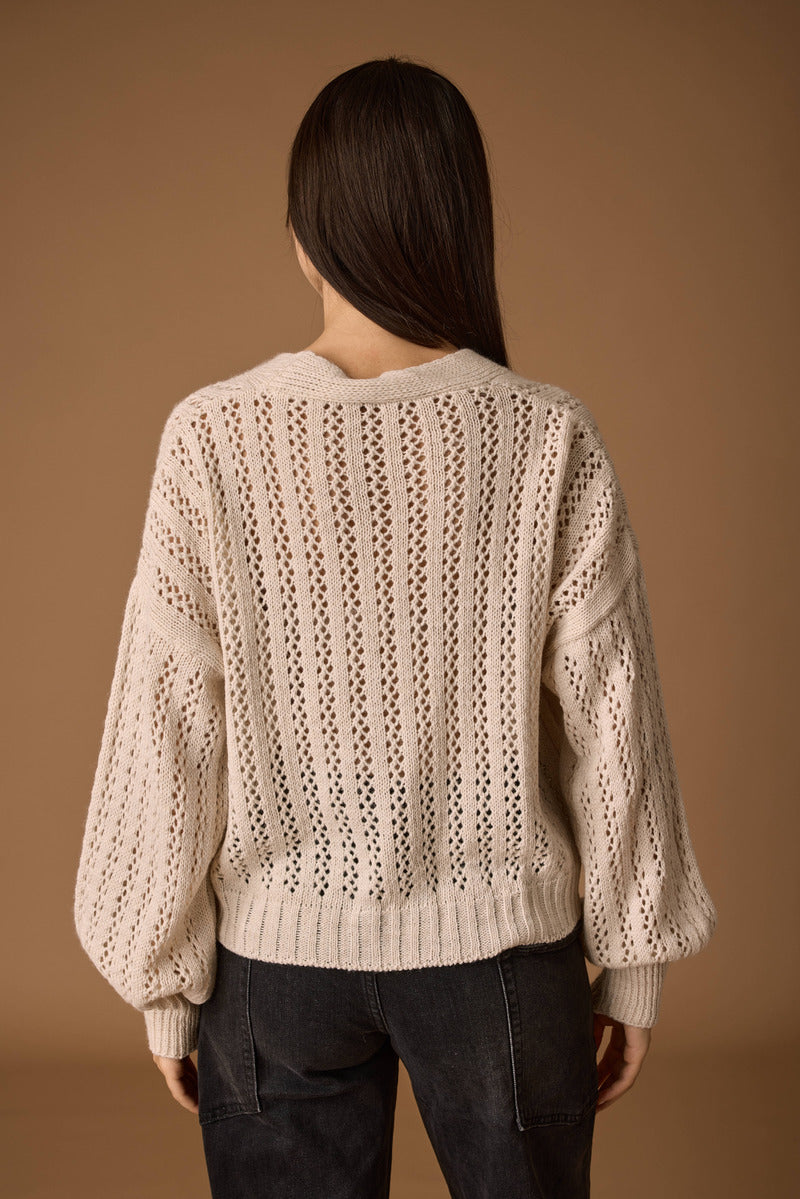 Cardigan Traforato gesso|Colore:Gesso