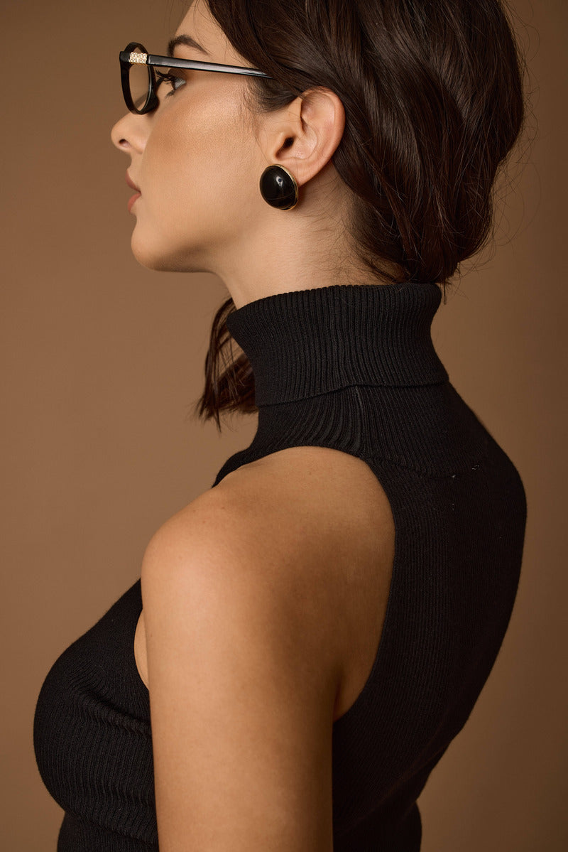 Top Con Coprispalle nero|Colore:Nero