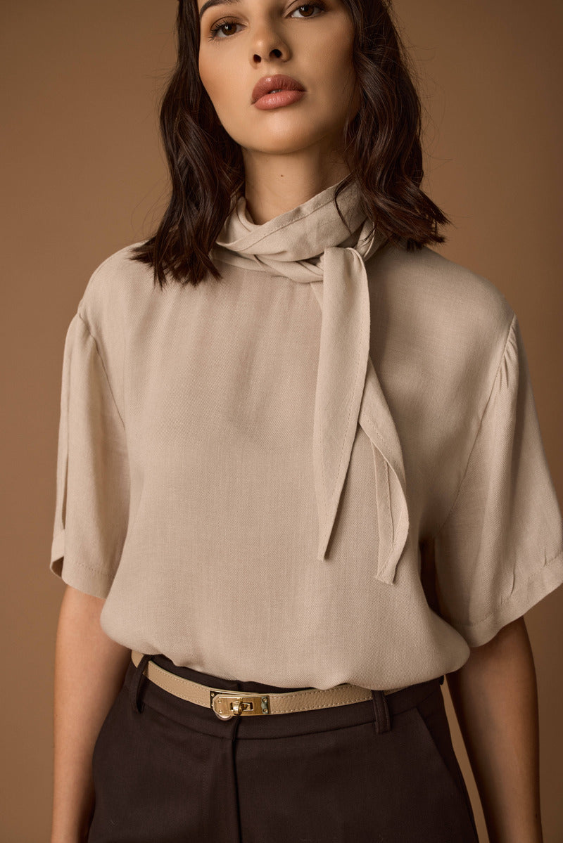 Maglia Allacciatura Fiocco beige|Colore:Beige