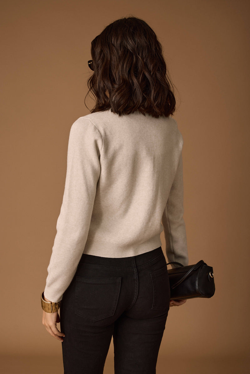 Cardigan Con Profili gesso|Colore:Gesso