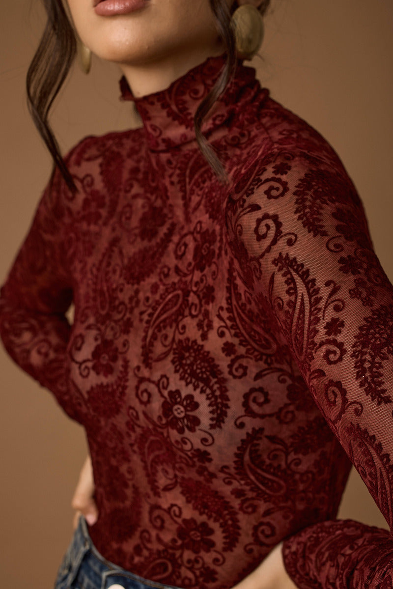 Maglia Tulle Fantasia Cashmere bordeaux|Colore:Bordeaux