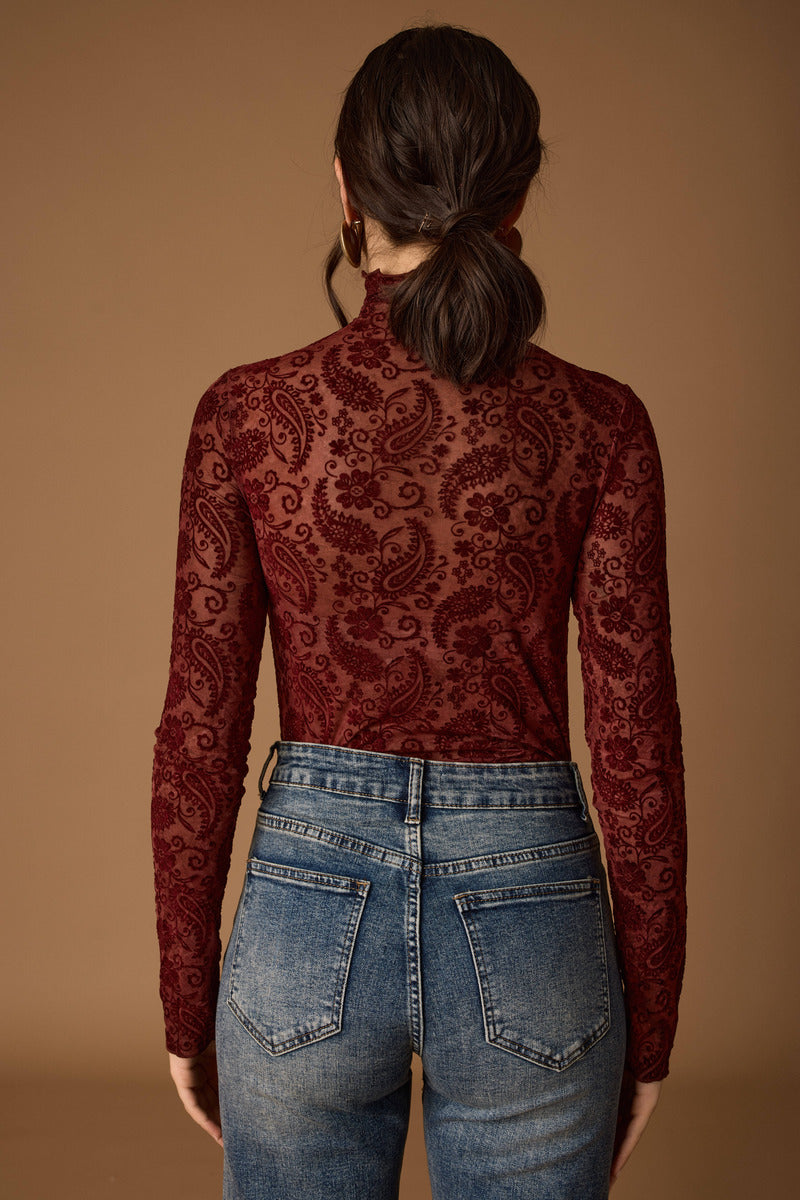 Maglia Tulle Fantasia Cashmere bordeaux|Colore:Bordeaux