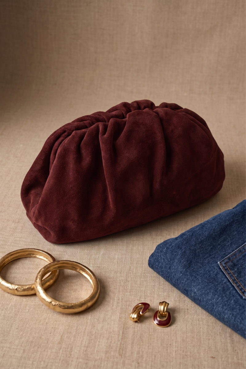 Clutch Scamosciato bordeaux|Colore:Bordeaux