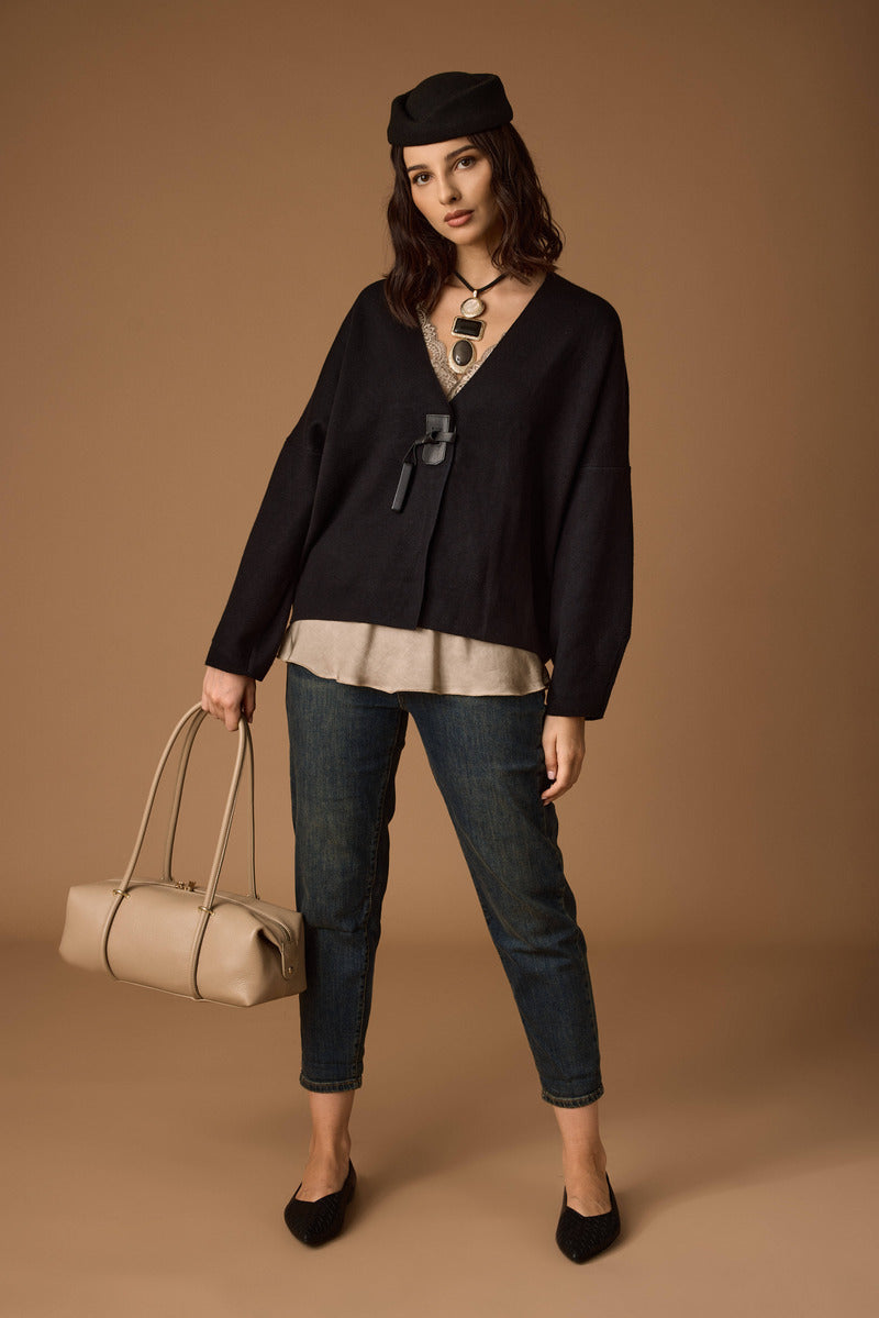 Cardigan Con Chiusura Fibbia nero|Colore:Nero