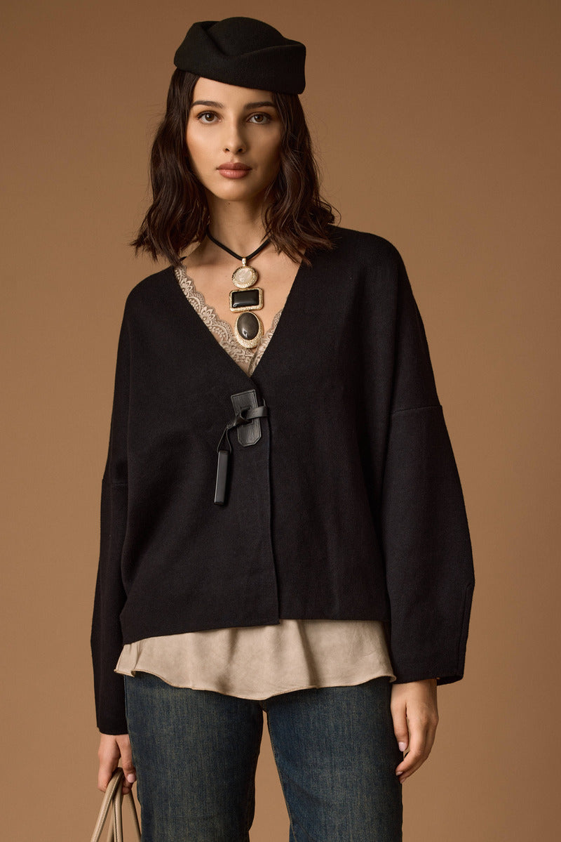 Cardigan Con Chiusura Fibbia nero|Colore:Nero