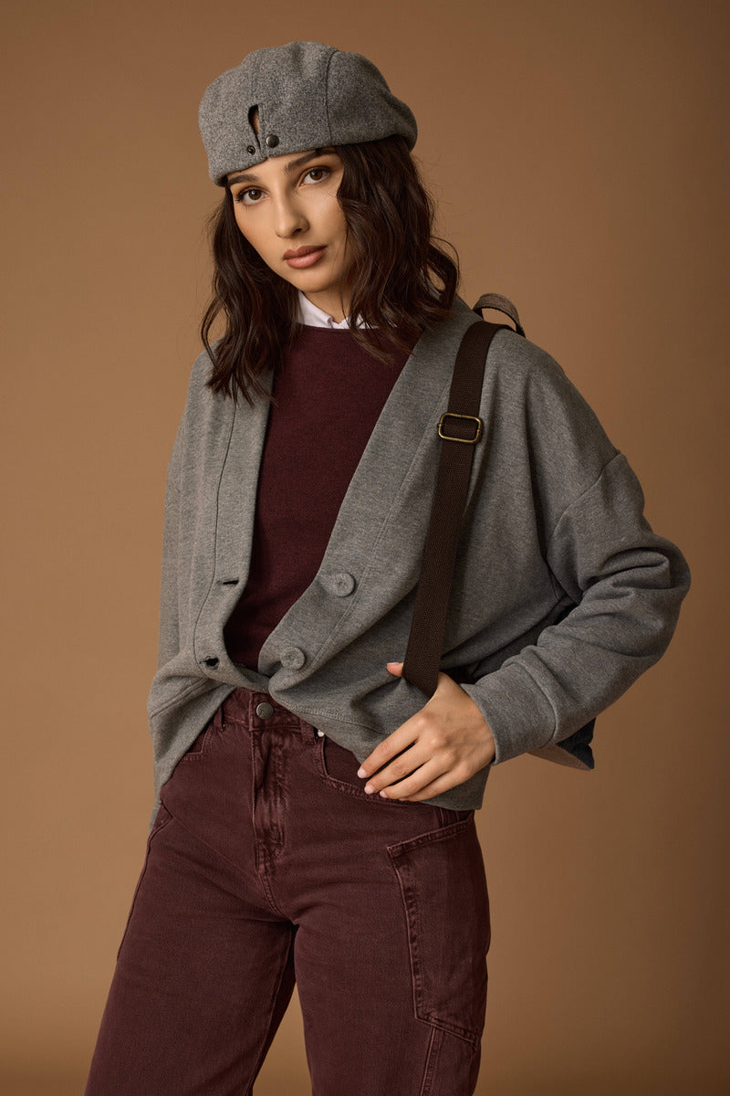Cardigan In Felpa grigio|Colore:Grigio