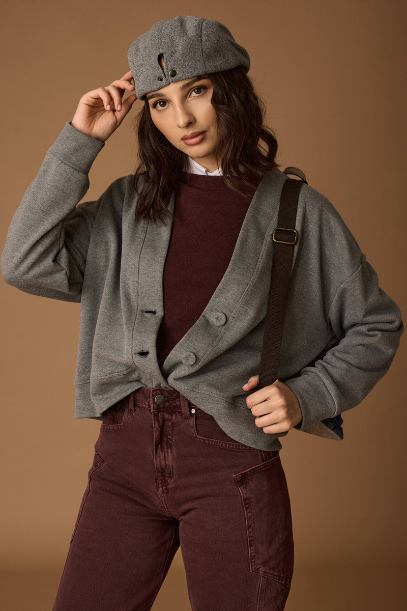 Cardigan In Felpa grigio|Colore:Grigio