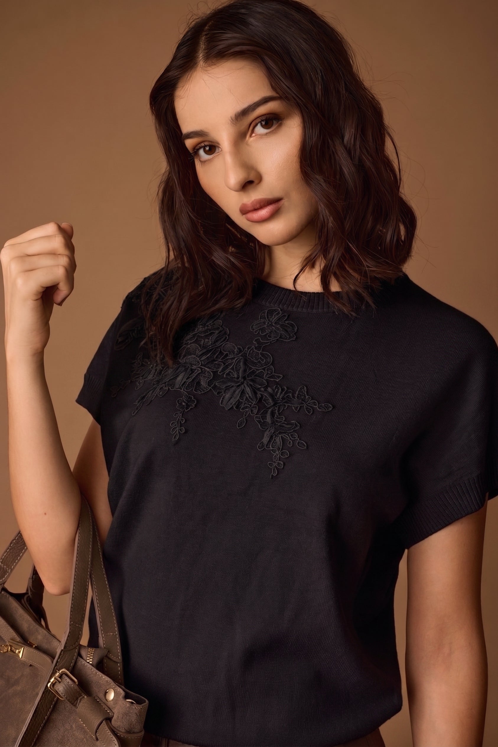 Pull Con Applicazione nero|Colore:Nero