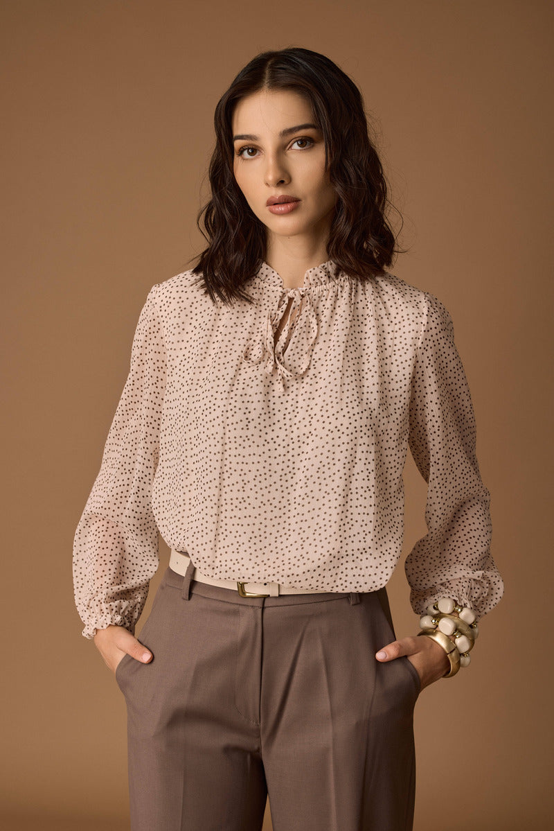 Blusa Micro Pois burro|Colore:Burro