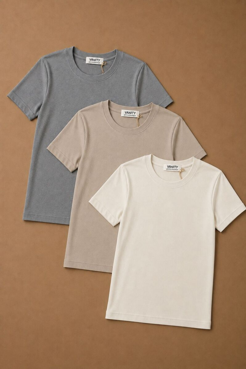 Kit T-Shirt Basic Slim panna-beige-grigio|Colore:Panna-beige-grigio