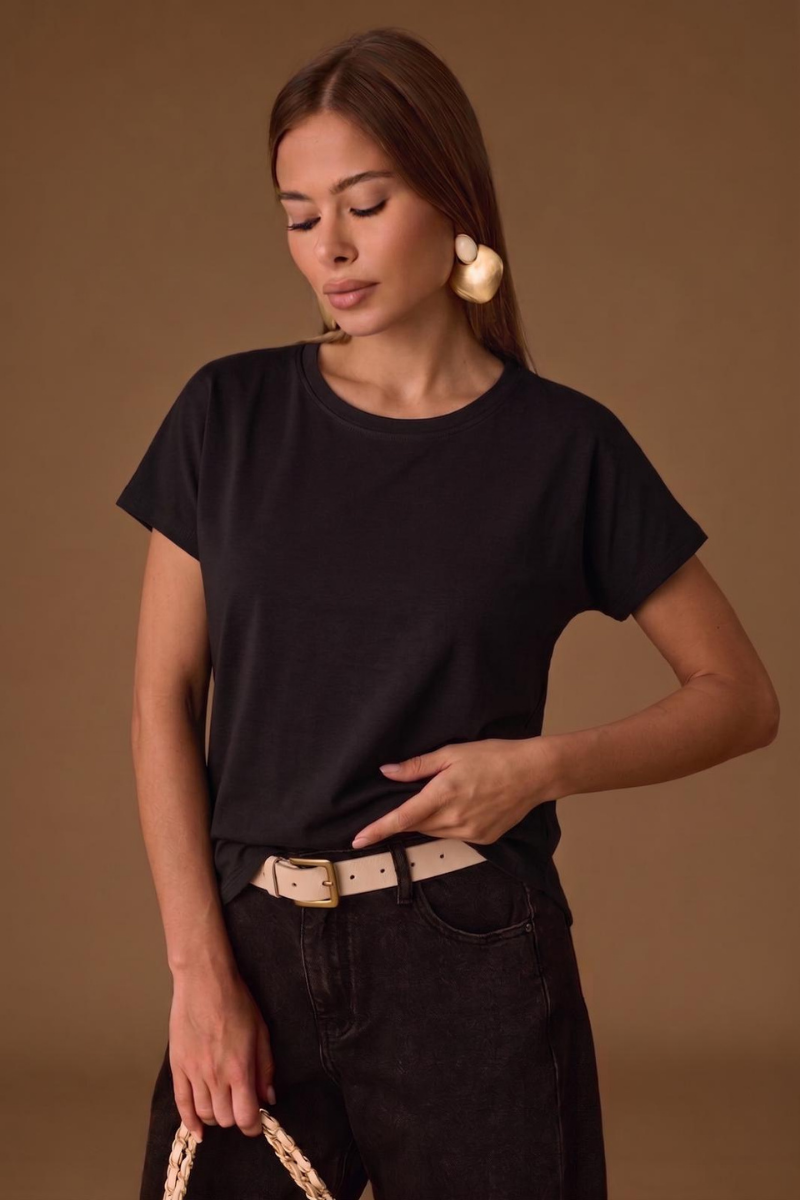 T-Shirt Basic Over nero|Colore:Nero