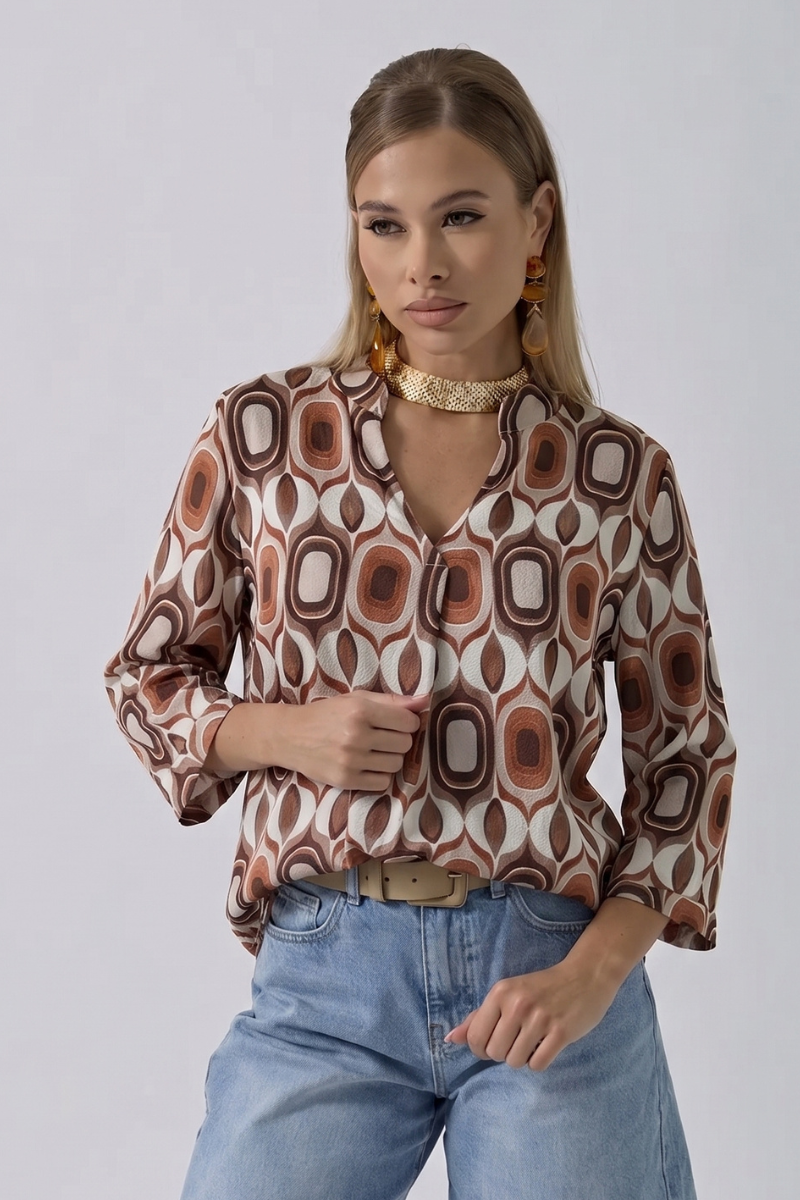 Blusa Coreana tabacco|Colore:Tabacco