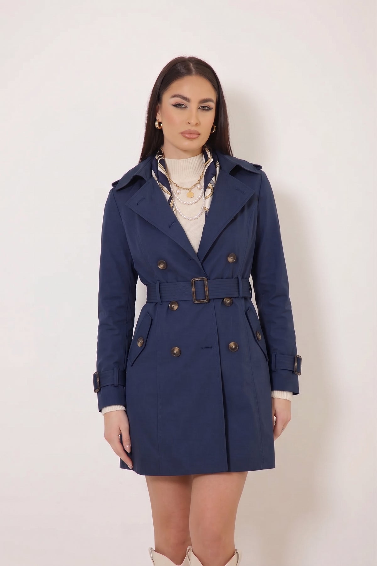Trench Lungo Blu|Colore:Blu