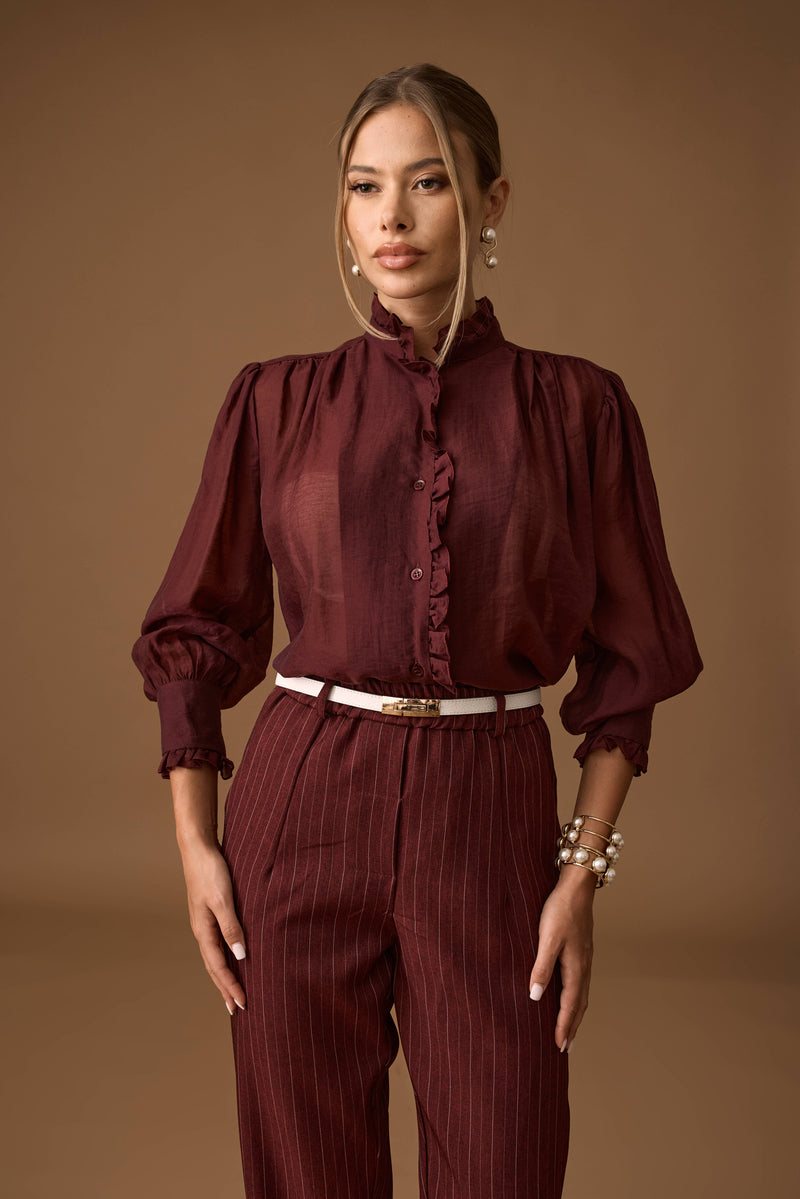 Camicia Con Rouches bordeaux|Colore:Bordeaux