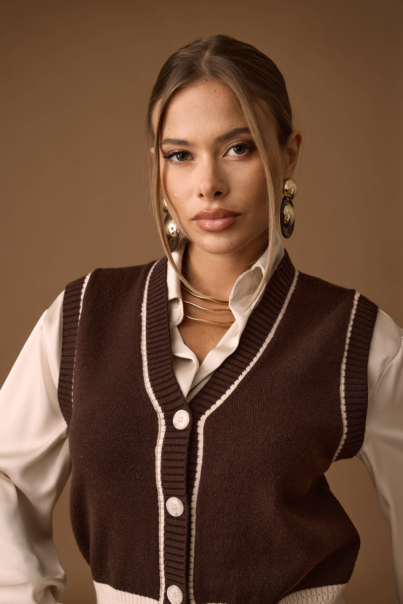 Gilet Con Bottoni cacao|Colore:Cacao