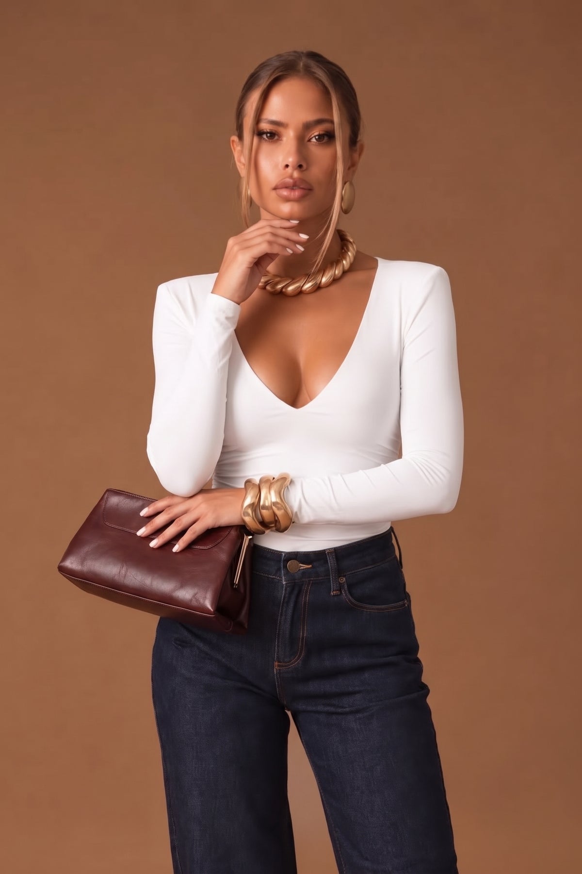 Body Scollo V Con Spalline bianco|Colore:Bianco