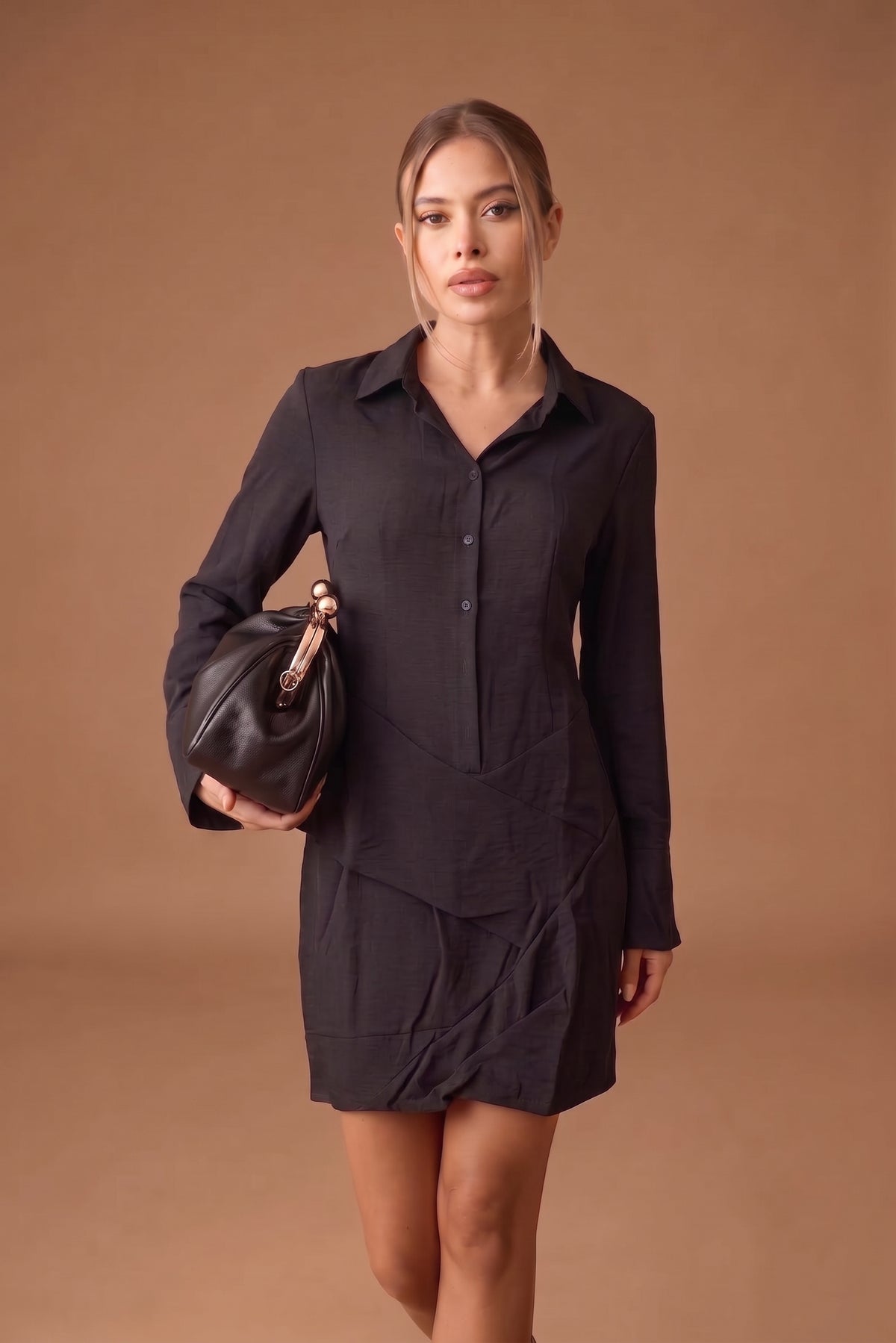 Abito Con Bottoncini nero|Colore:Nero