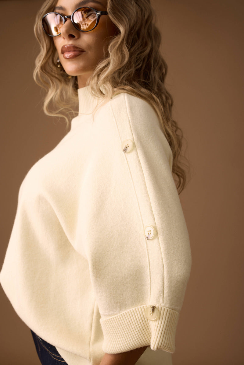 Pull Bottoni Con Risvolto giallo|Colore:Giallo