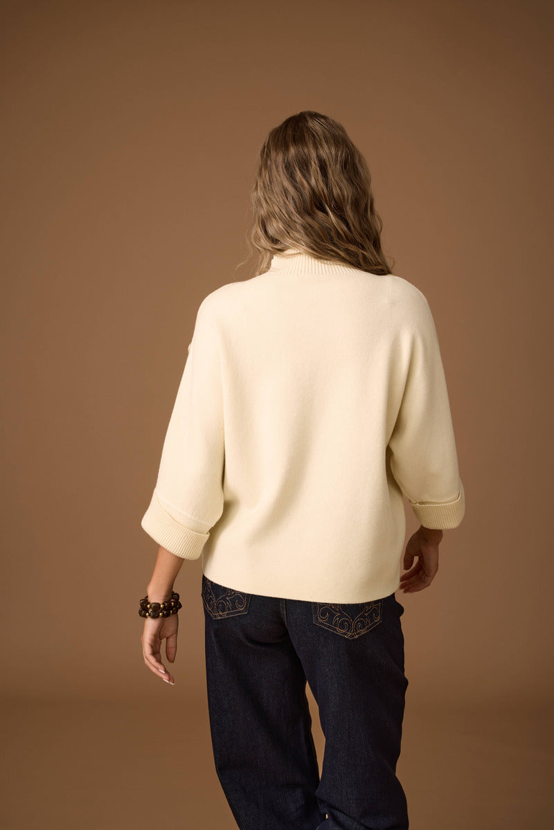 Pull Bottoni Con Risvolto giallo|Colore:Giallo
