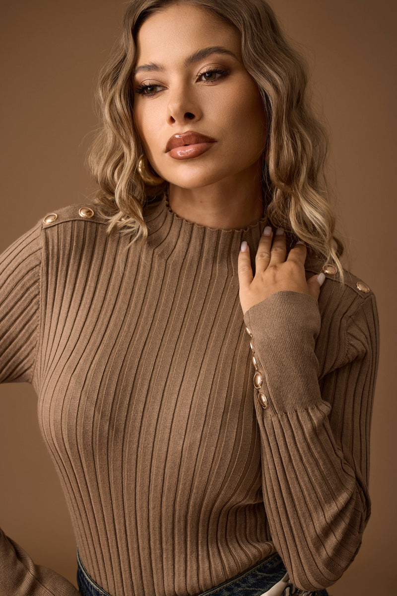 Pull Bottoni tabacco|Colore:Tabacco