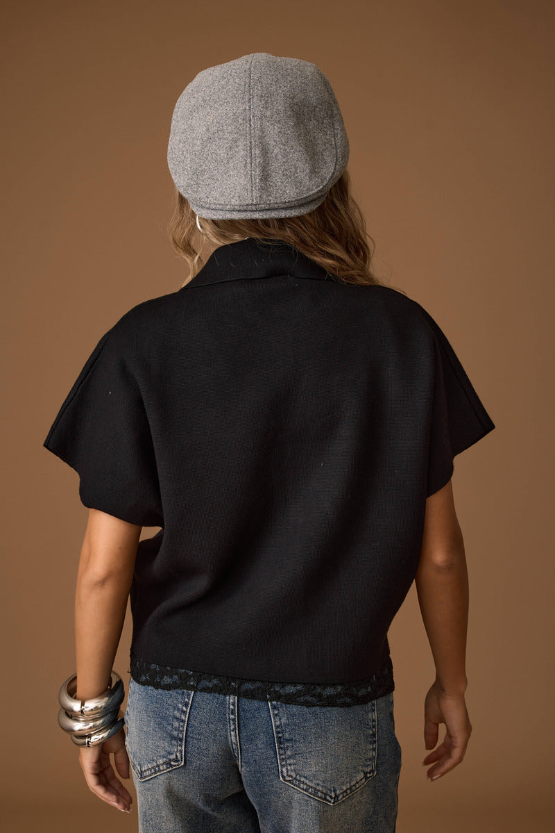 Cardigan Con Zip nero|Colore:Nero