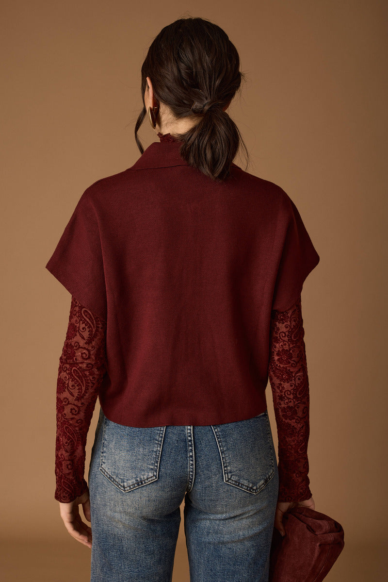 Cardigan Con Zip bordeaux|Colore:Bordeaux