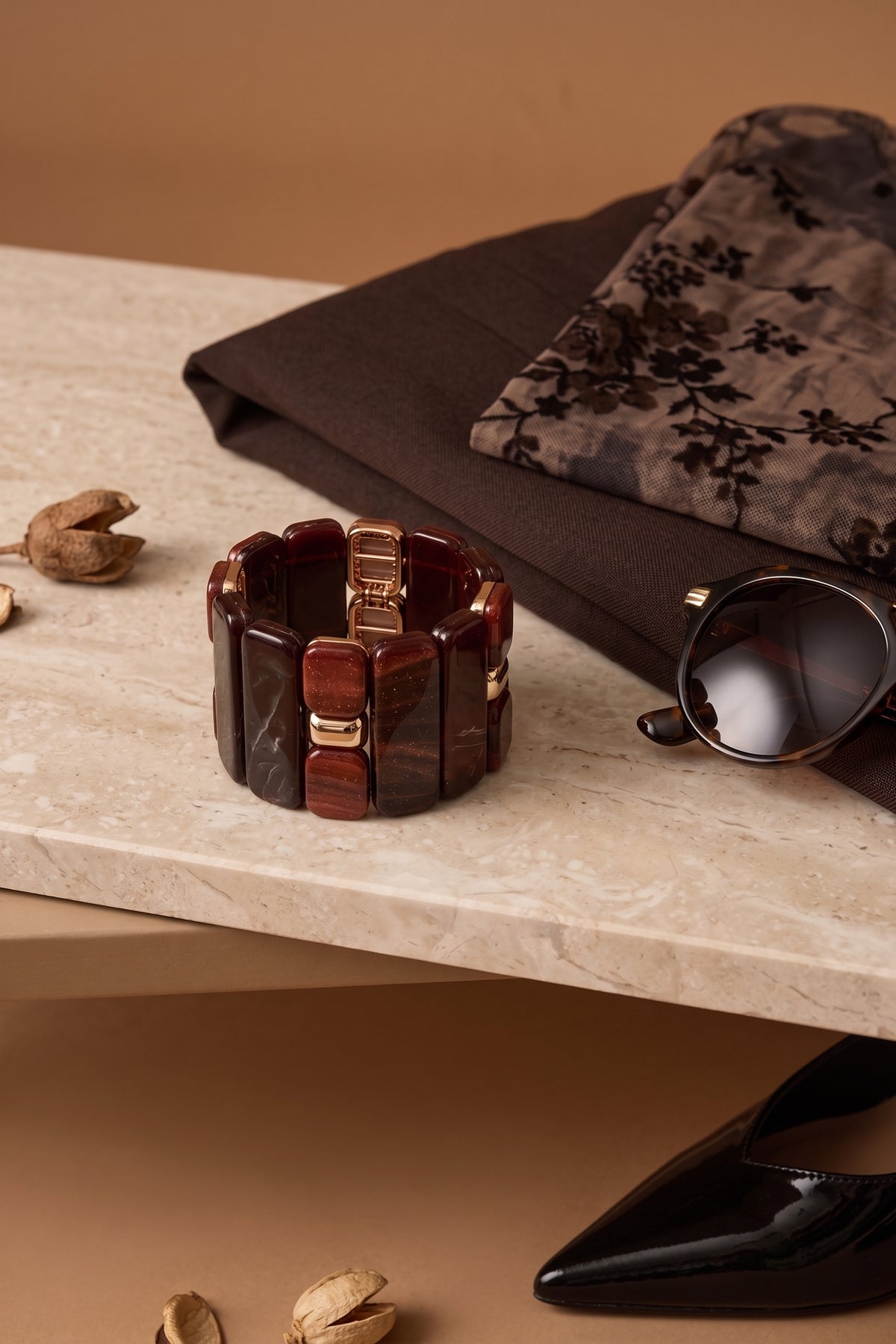 Bracciale Placche Rettangolari cacao|Colore:Cacao