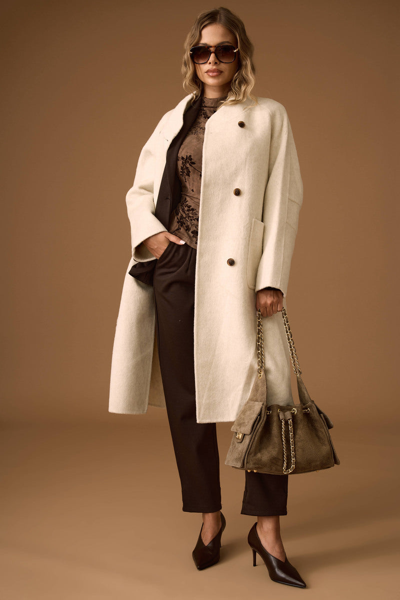 Cappotto Lungo Amy Gesso|Colore:Gesso