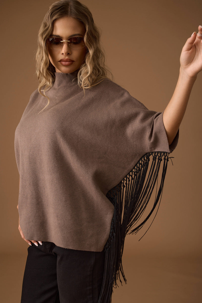 Pull Con Frange fango|Colore:Fango
