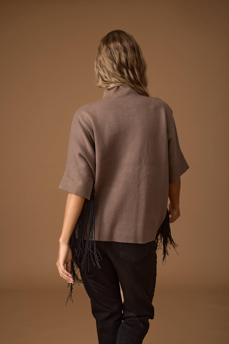 Pull Con Frange fango|Colore:Fango