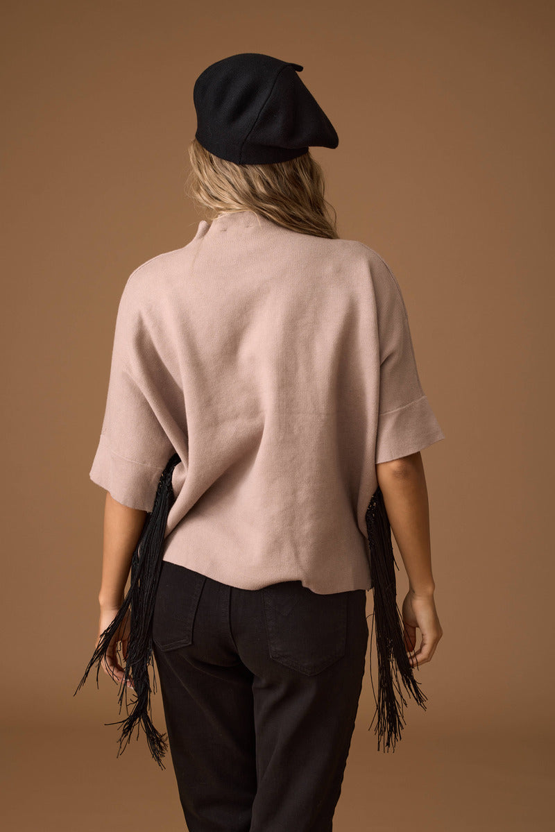 Pull Con Frange tortora|Colore:Tortora