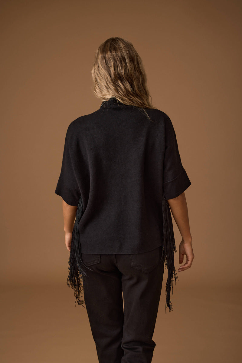 Pull Con Frange nero|Colore:Nero