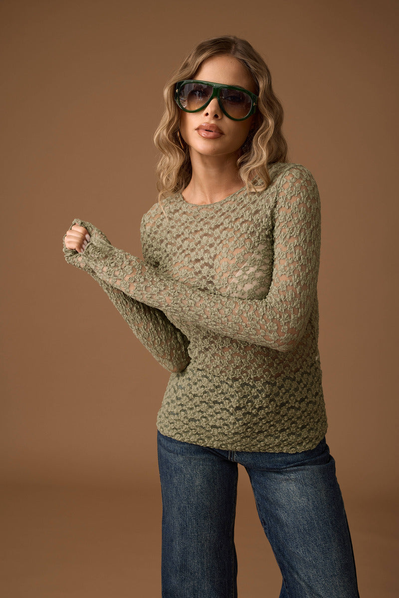 Maglia Manica Lunga Pizzo Kelly verde|Colore:Verde