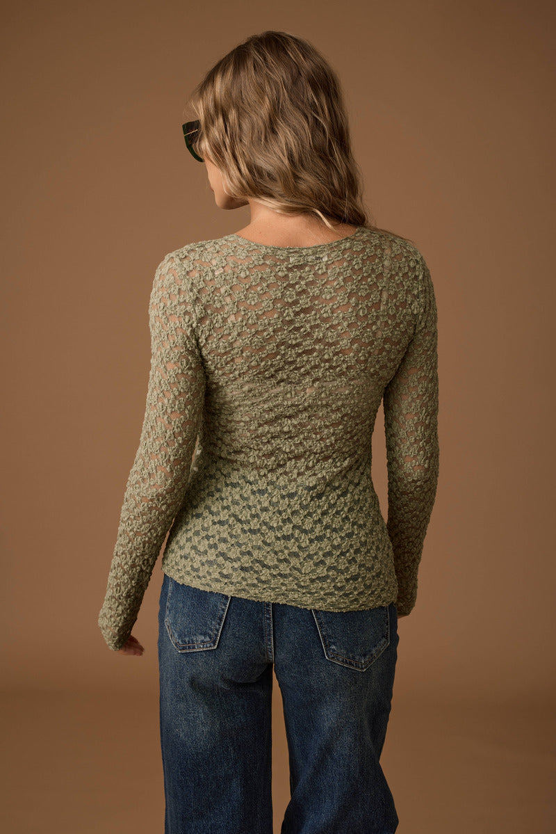 Maglia Manica Lunga Pizzo Kelly verde|Colore:Verde