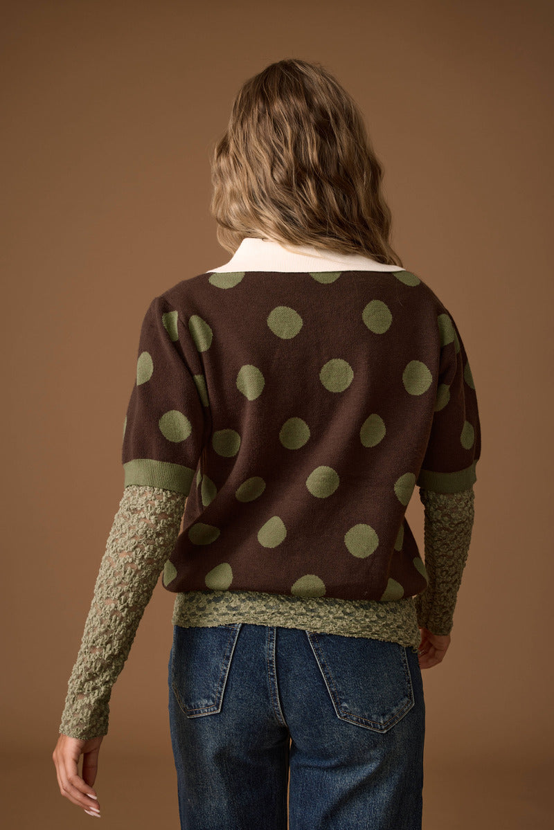 Pull Polo Pois verde|Colore:Verde