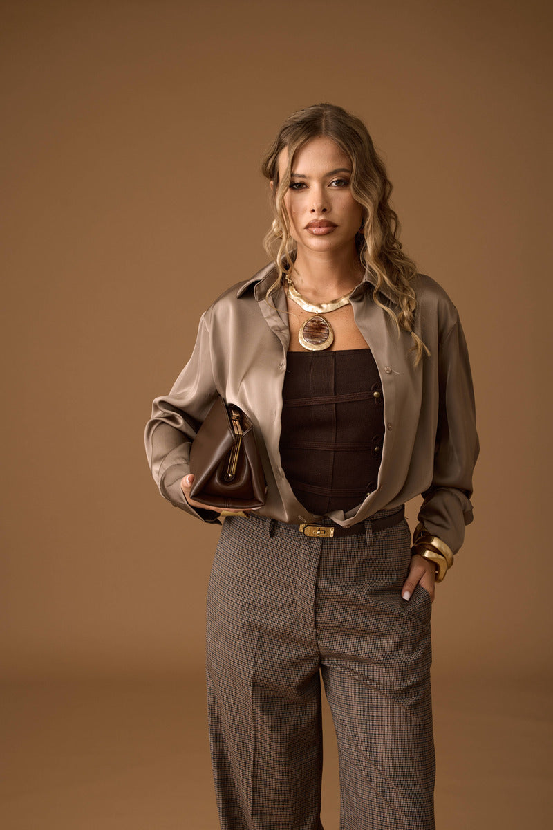 Camicia Satin Fango|Colore:Fango