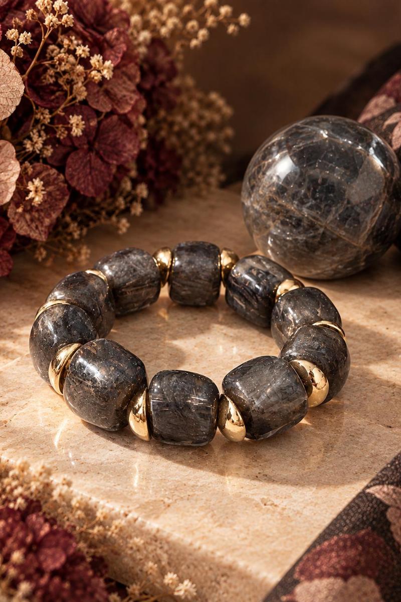 Bracciale Pietre grigio scuro|Colore:Grigio scuro