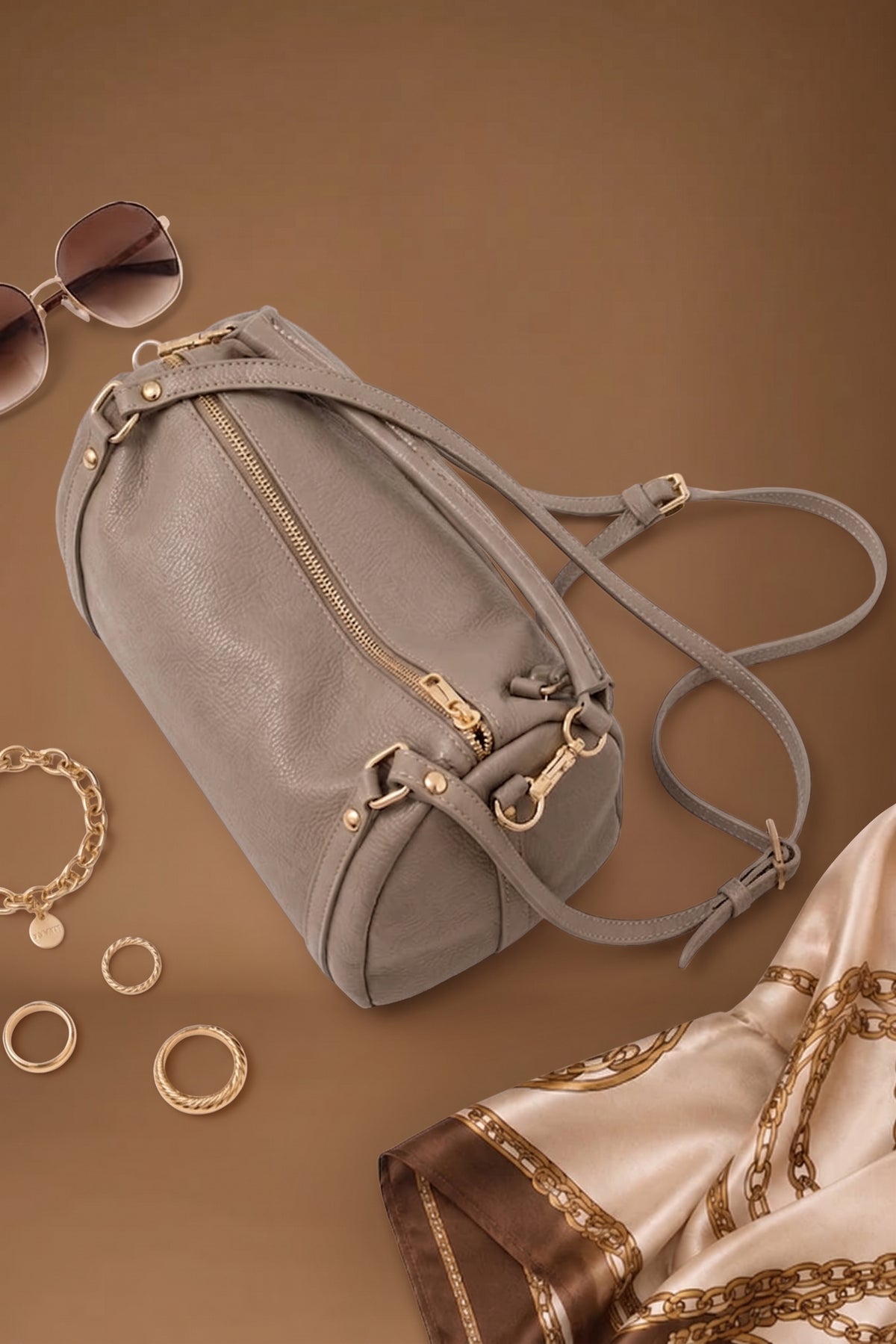 Bauletto In Vera Pelle taupe|Colore:Taupe