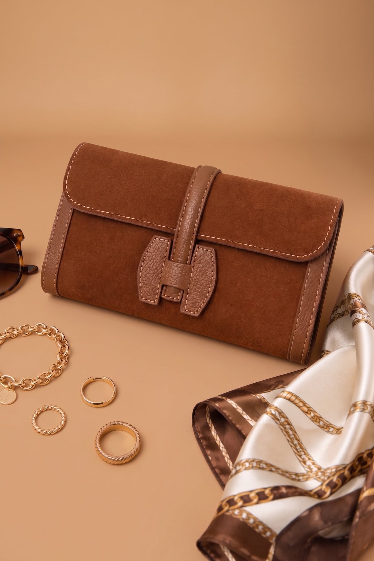 Clutch H cuoio|Colore:Cuoio