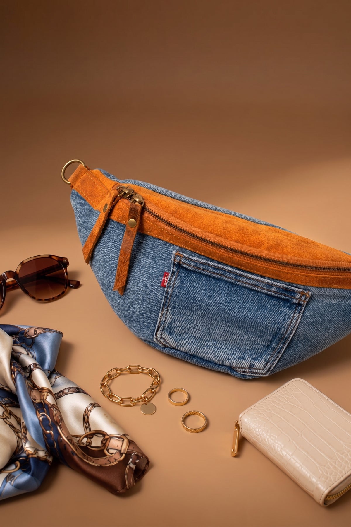 Marsupio Denim cuoio|Colore:Cuoio