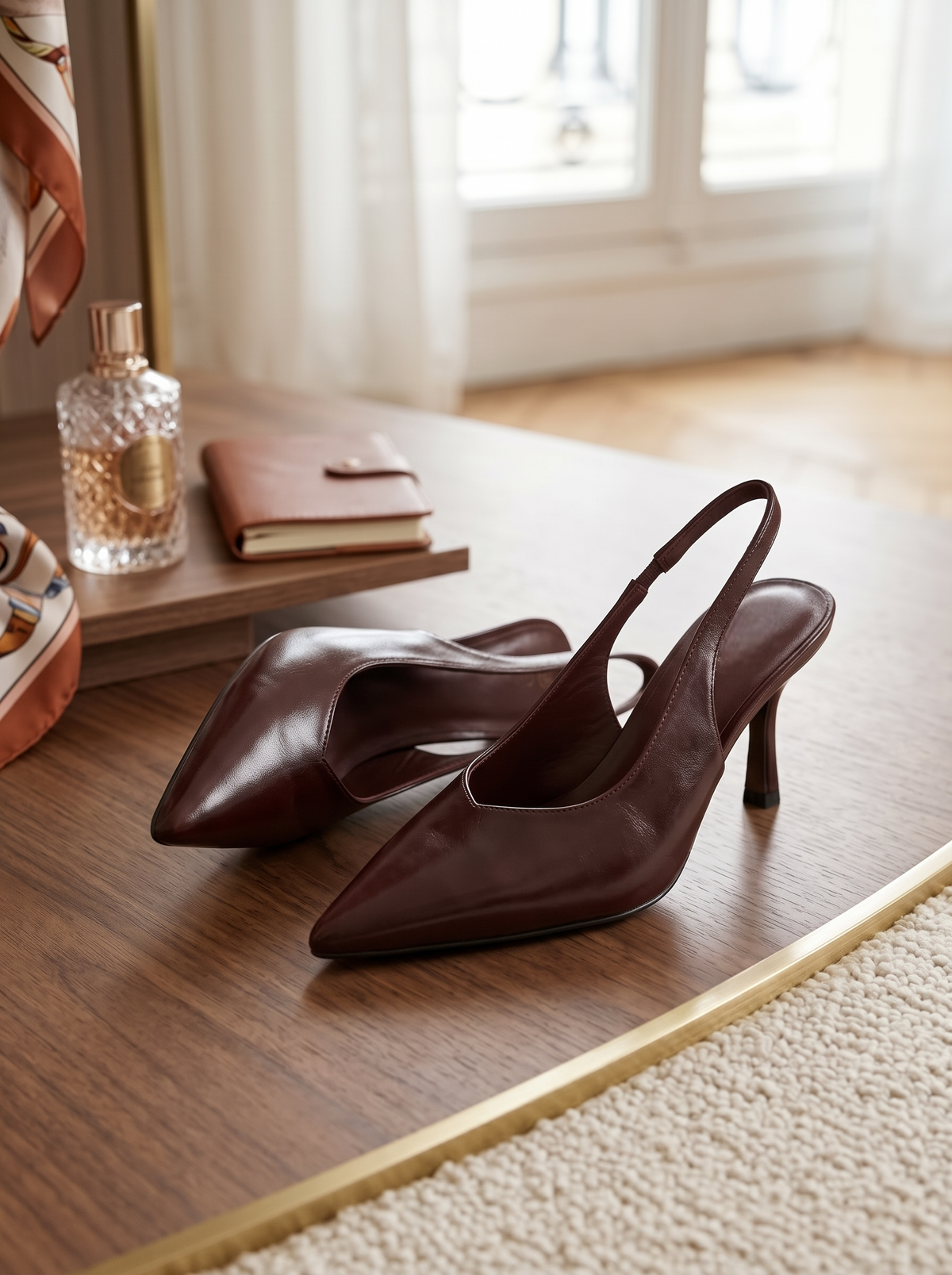 Slingback Con Tacco borgogna|Colore:Borgogna
