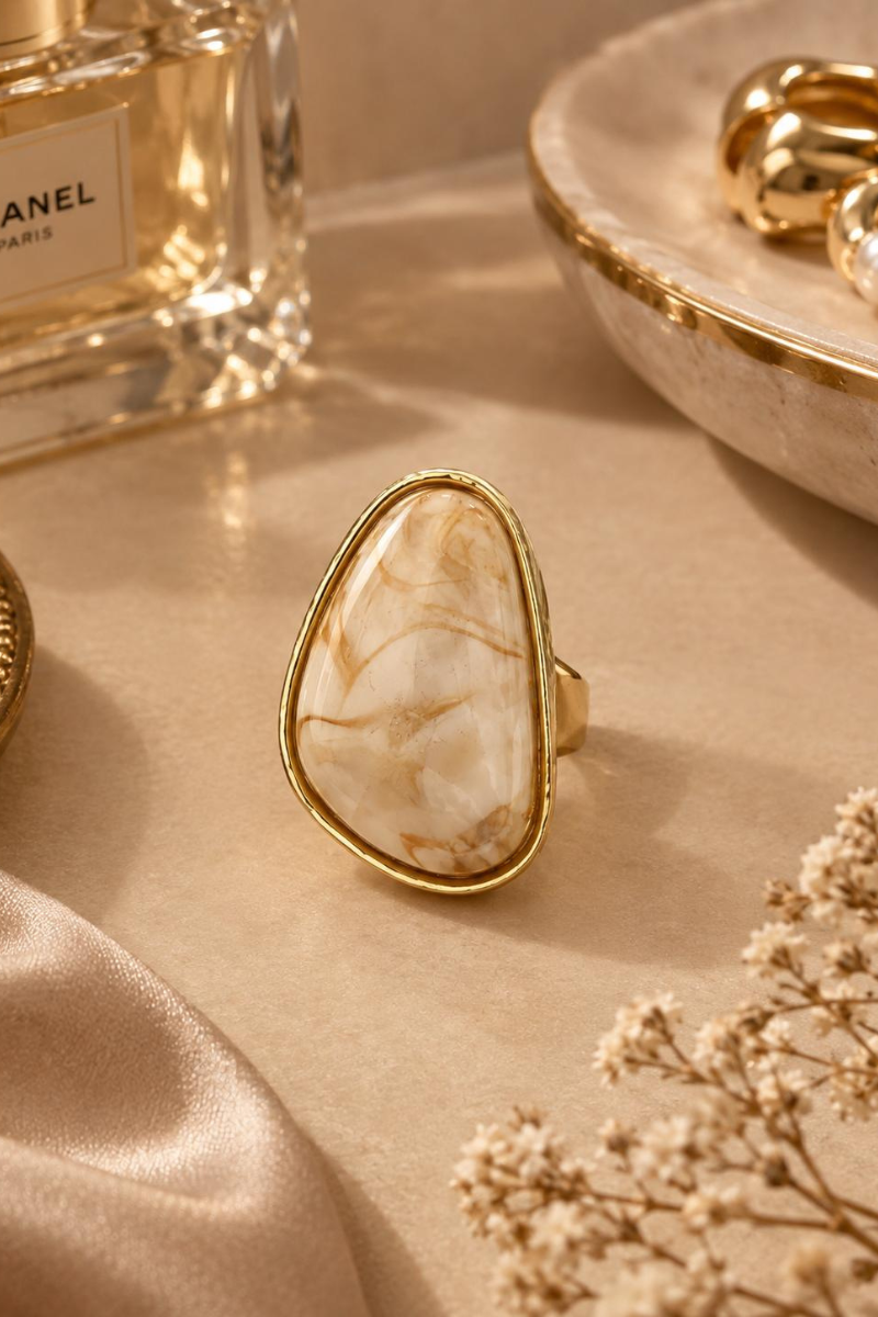Anello Pietra beige chiaro|Colore:Beige chiaro