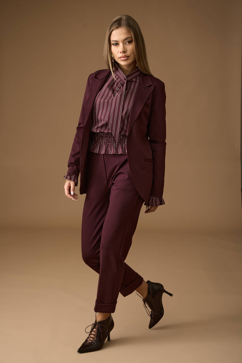 Pantalone Punto Milano borgogna|Colore:Borgogna