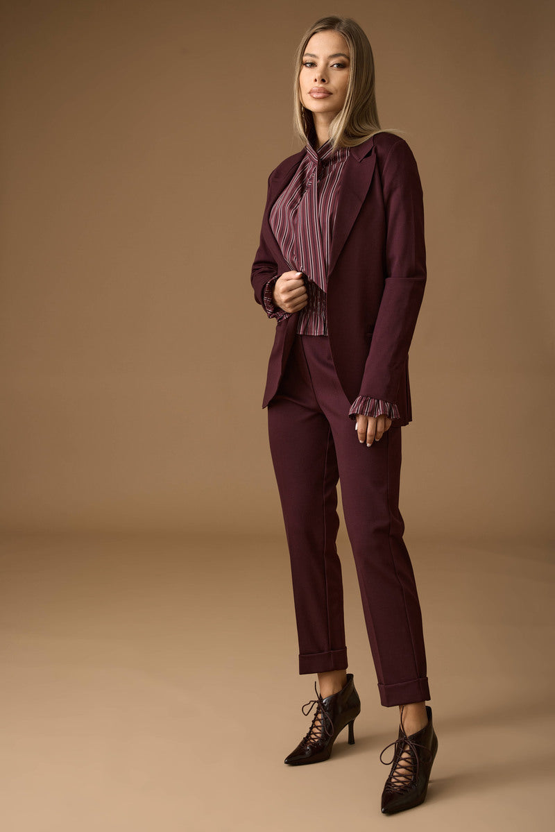 Pantalone Punto Milano borgogna|Colore:Borgogna
