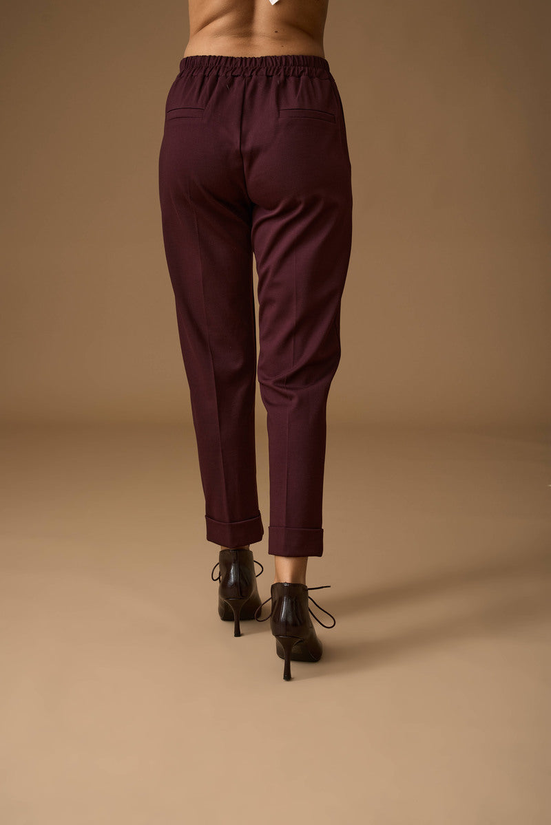 Pantalone Punto Milano borgogna|Colore:Borgogna