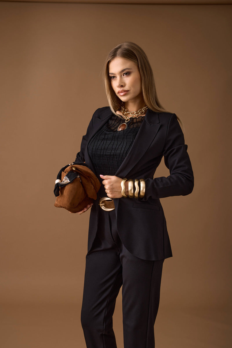 Giacca Aperta Punto Milano nero|Colore:Nero