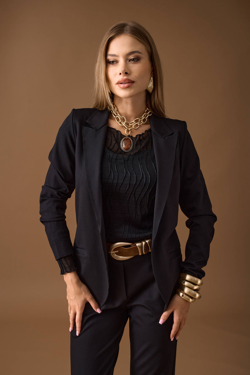 Giacca Aperta Punto Milano nero|Colore:Nero